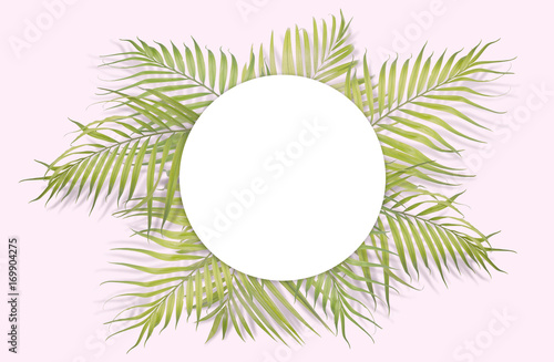 Tropical palm leaves with white paper on pink background. Minimal nature. Summer Styled. Flat lay. Image is approximately 5500 x 3600 pixels in size