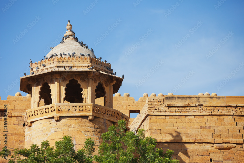 Jaisalmer, Rajasthan, India. Tower on walls of the Royal Palace