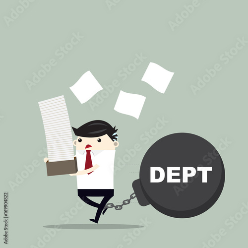 Businessman rushing in the office work for pay dept