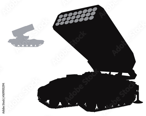 Military silhouettes. Vector multiple rocket launcher