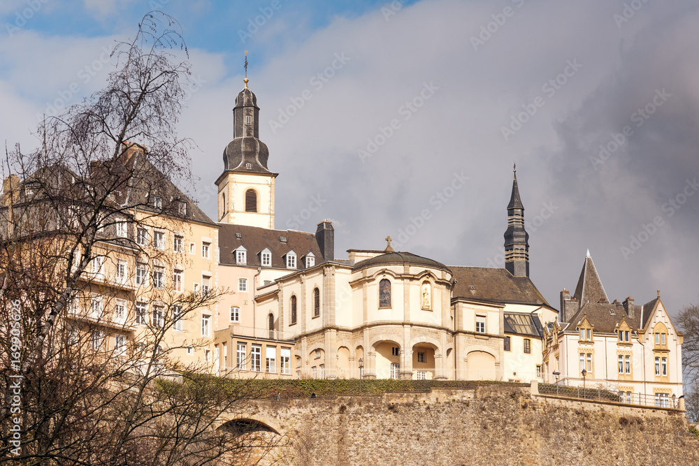 City wall and Ville Haute with Saint-Michel church, Luxembourg City