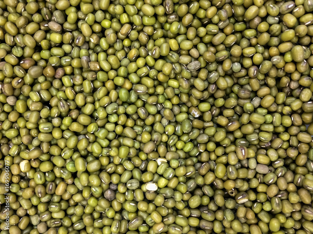 Background pattern texture of mung bean (green bean) seeds for concept of healthy lifestyle diet / organic nutrition or whole grain food Background pattern texture of mung bean (green bean) seeds for concept of healthy lifestyle diet / organic nutrition or whole grain food