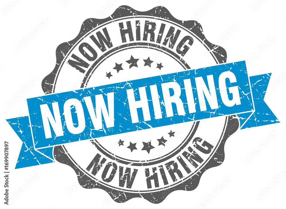 Fototapeta premium now hiring stamp. sign. seal