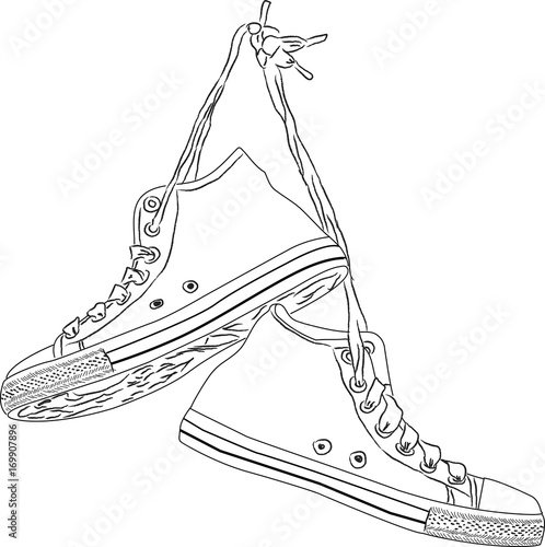 Classic hand drawn vintage sneakers