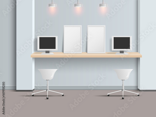 Modern office and relaxation room design  vector illustration