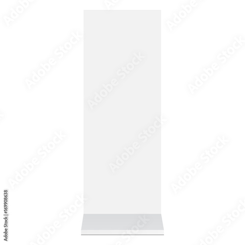Outdoor advertising blank stand banner mockup - front view. Signage isolated on white background. Template for design or branding. Vector illustration