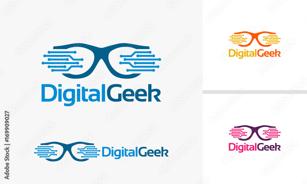 Digital Geek logo template, Digital Watching logo designs vector