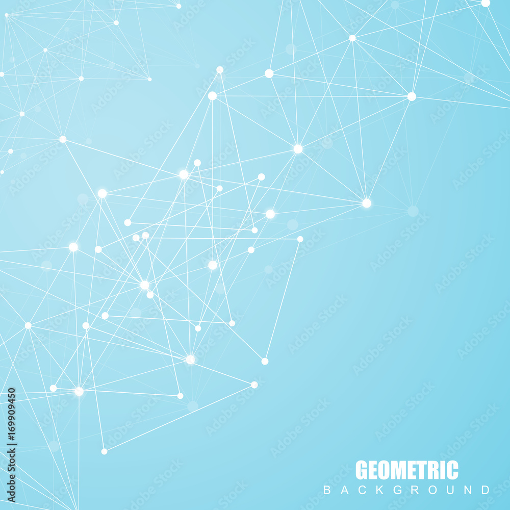 Structure molecule and communication. Dna, atom, neurons. Scientific concept for your design. Connected lines with dots. Medical, technology, chemistry, science background. Vector illustration.