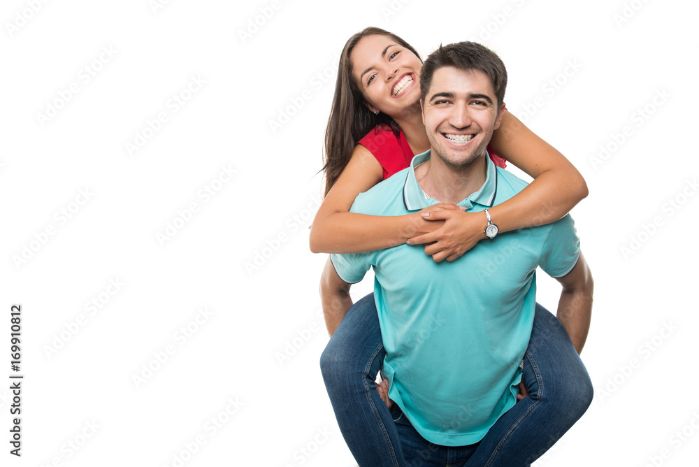 Happy young couple being playful back humping Happy young couple being playful back humping