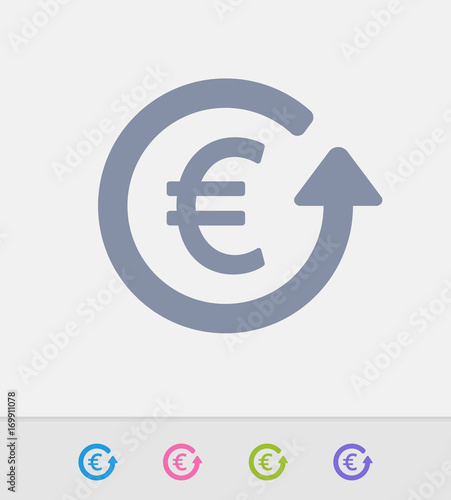 Euro & Return Arrow - Granite Icons. A professional, pixel-perfect icon designed on a 32x32 pixel grid and redesigned on a 16x16 pixel grid for very small sizes.