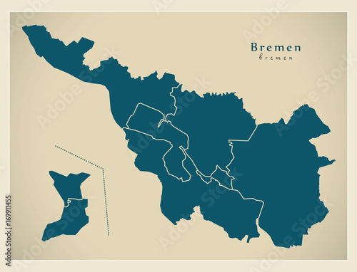 Modern City Map - Bremen city of Germany with boroughs DE
