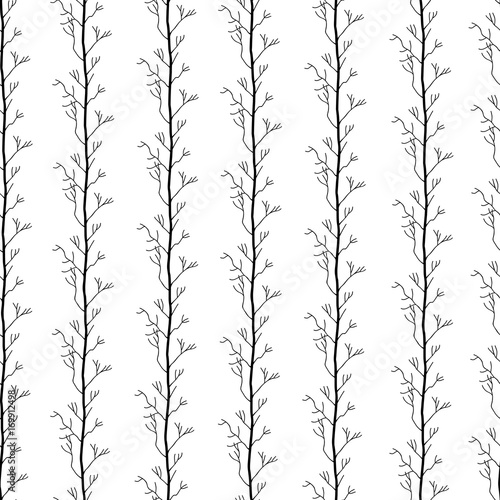 Fototapeta Naklejka Na Ścianę i Meble -  Seamless pattern from the black branches on the white background.