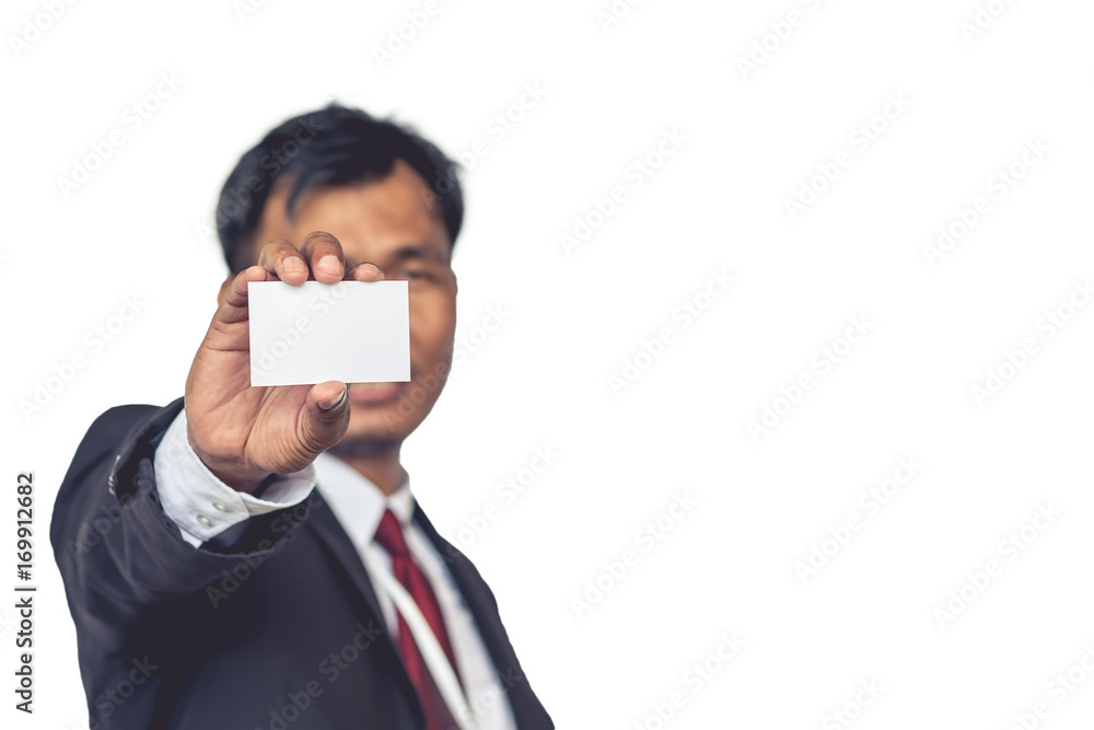 Asian businessmen showing Blank Card holded by hand. Asian businessmen showing Blank Card holded by hand.
