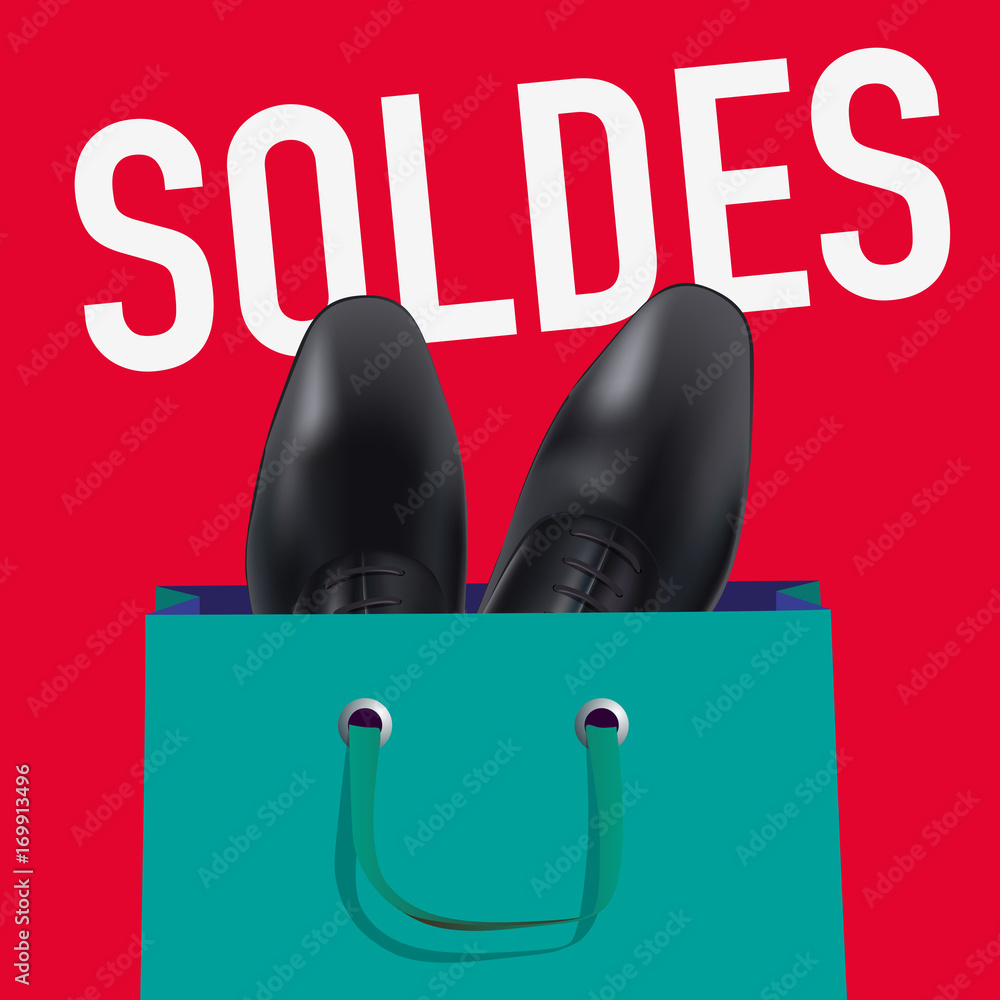 Vecteur Stock soldes - affiche - chaussure - publicité - homme -promo - pub  | Adobe Stock