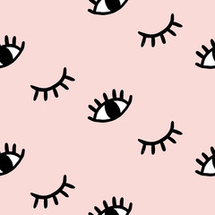 Fototapete Augenmuster Doodle Augen Nahtloses Muster  © Artrise Stocker