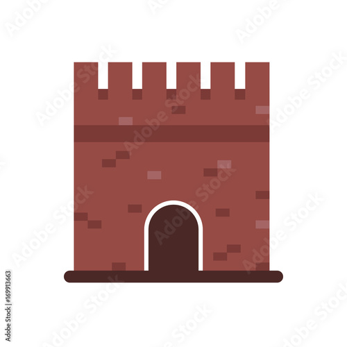 Stone medieval historical building, medieval architecture building vector Illustration