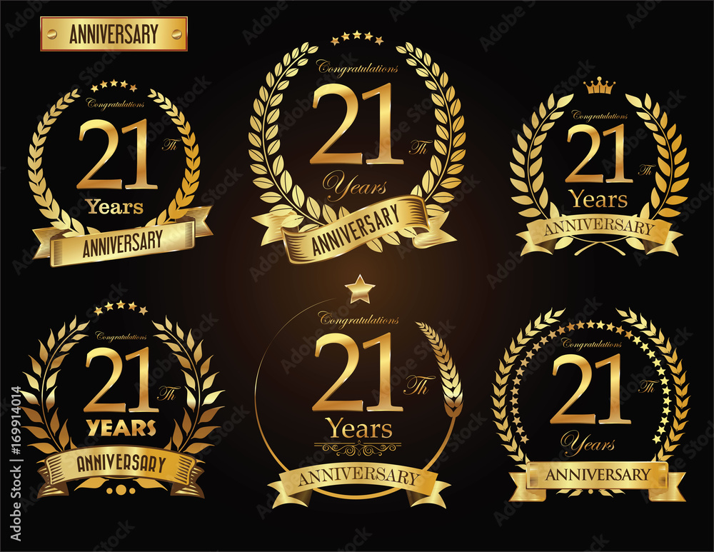 Naklejka premium Anniversary golden laurel wreath