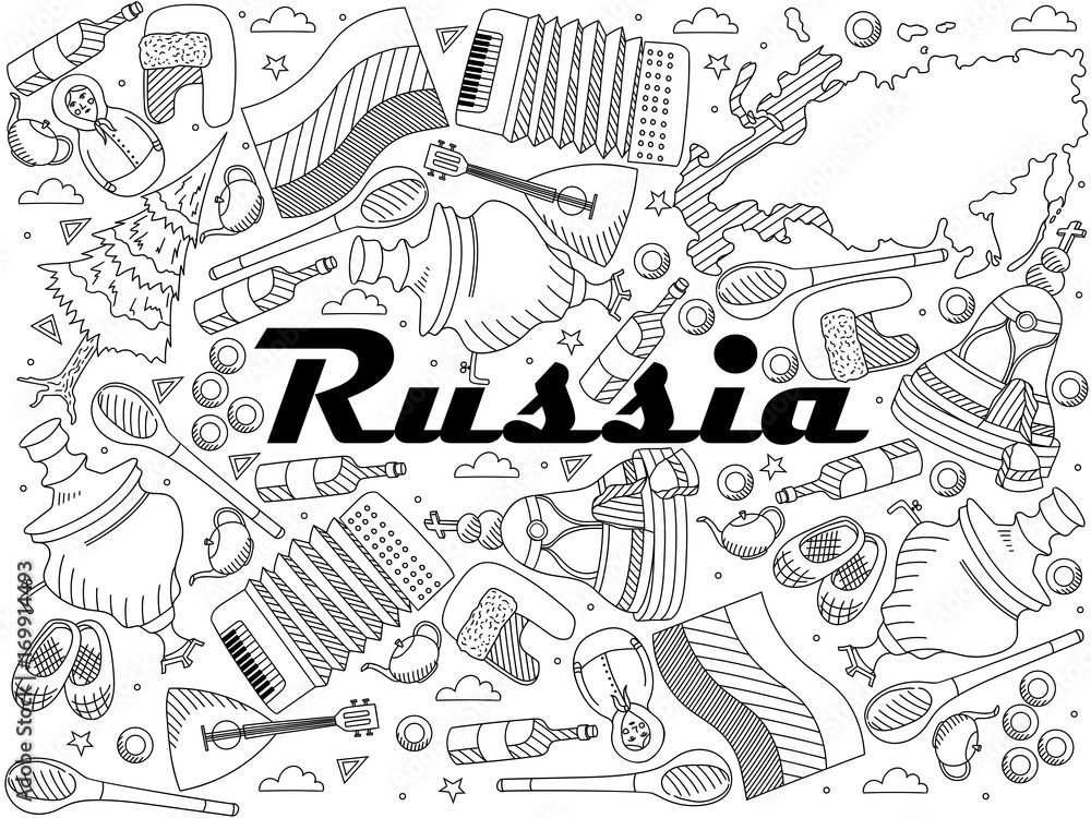 Russia line art design vector illustration