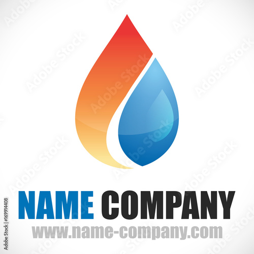 logo plombier chauffagiste artisan goute d'eau flamme feu