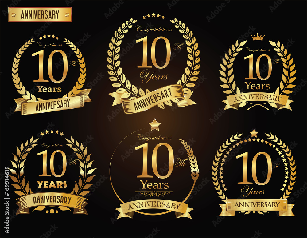 Obraz premium Anniversary golden laurel wreath