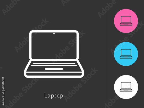 Laptop  icon vector. Laptop symbol for your web site design, logo, app. One of a set of linear electronics icons. © tomes1985