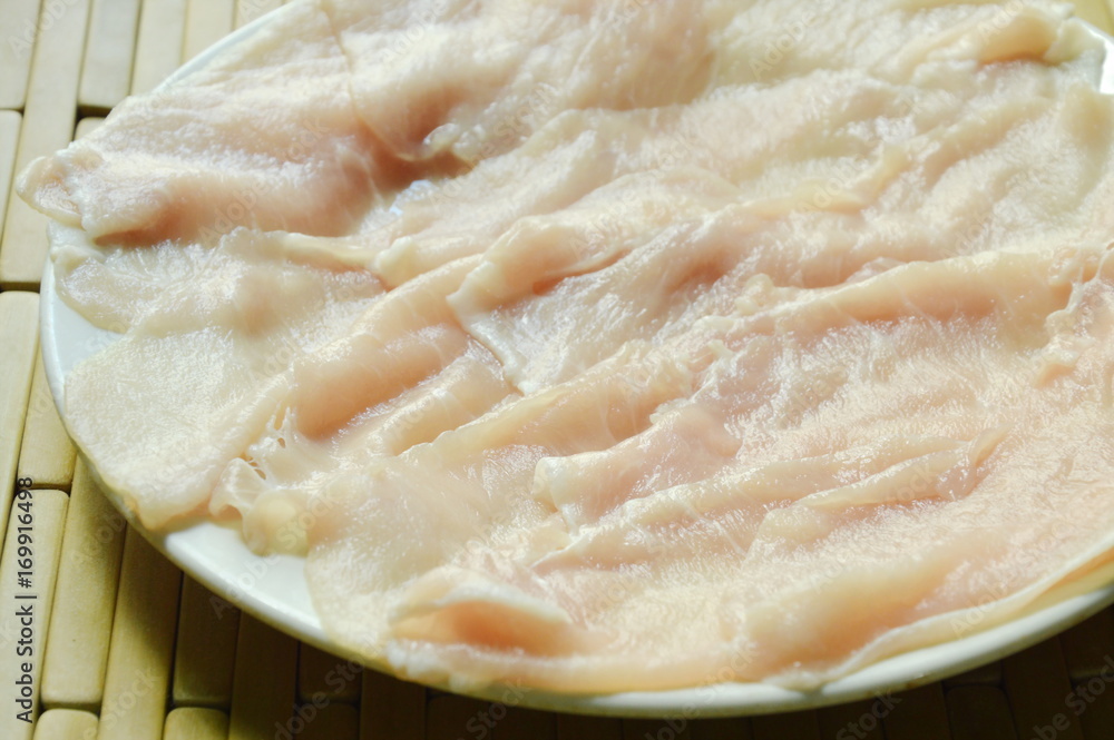 pork slice for cook in sukiyaki or shabu Japanese food on plate pork slice for cook in sukiyaki or shabu Japanese food on plate