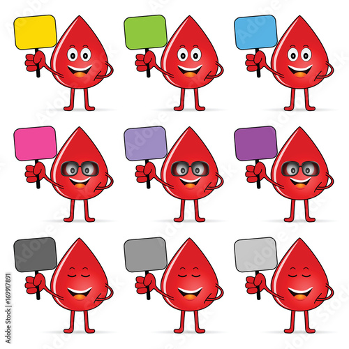 blood group icon with drop cartoon set illustration