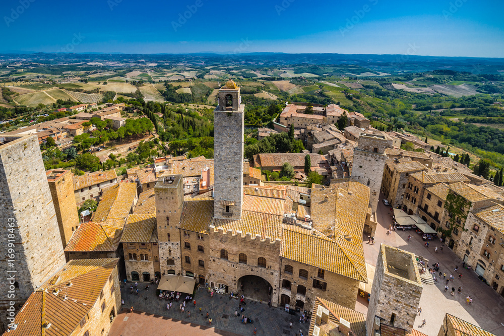 dizzy top view Tuscany San Gimignano