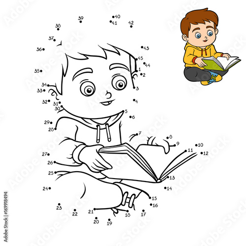 Numbers game, Young boy reading a book