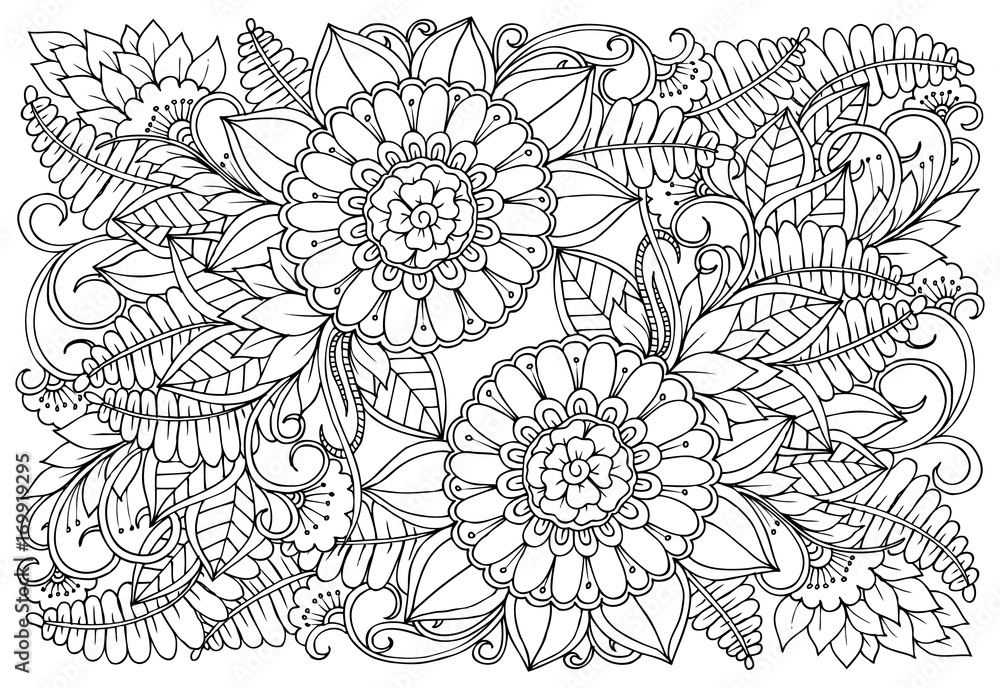 Flower pattern in black and white. Can use for print , coloring and ...