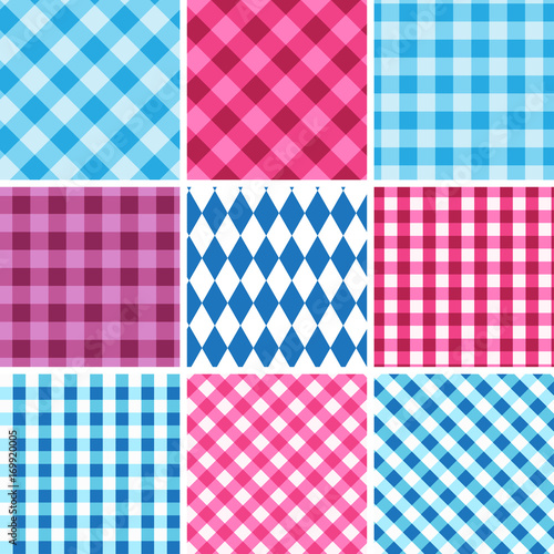 Set of nine seamless traditional octoberfest pattern.