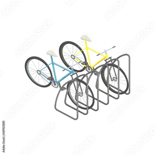 Bicycle parking isometric vector illustration