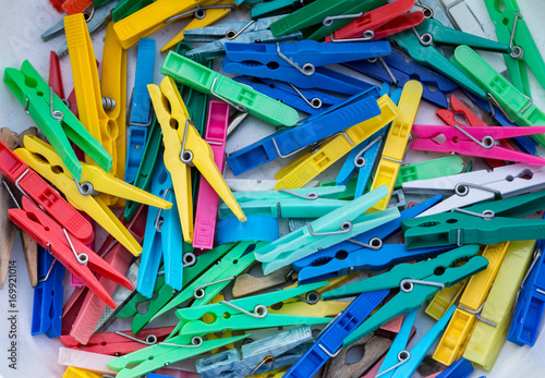 Set of plastic colorful clothespin