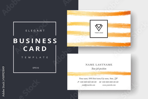 Trendy minimal abstract business card templates. Modern corporate stationary id layout with geometric lines. Vector fashion background design with information sample text.