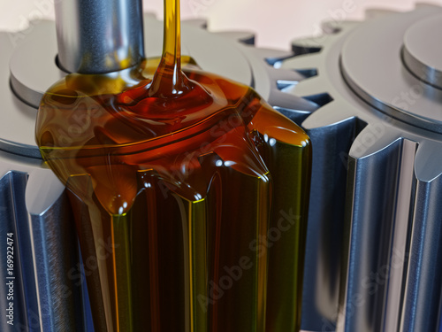 Photos Pouring Lube on Gearwheels 3d Illustration
