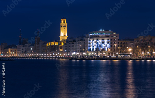 Bari seafront night Citylights cityscape. coastline at twilight © darkside17