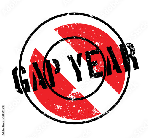 Gap Year rubber stamp. Grunge design with dust scratches. Effects can be easily removed for a clean, crisp look. Color is easily changed.