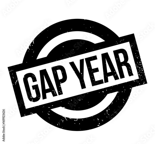 Gap Year rubber stamp. Grunge design with dust scratches. Effects can be easily removed for a clean, crisp look. Color is easily changed.