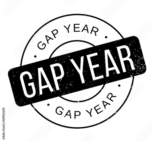 Gap Year rubber stamp. Grunge design with dust scratches. Effects can be easily removed for a clean, crisp look. Color is easily changed.