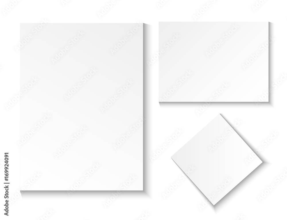A blank paper sheet. Empty in different positions and rotated A blank paper sheet. Empty in different positions and rotated