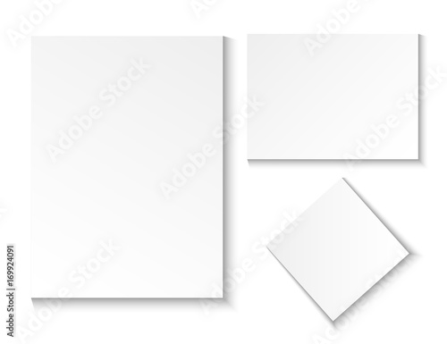 A blank paper sheet. Empty in different positions and rotated