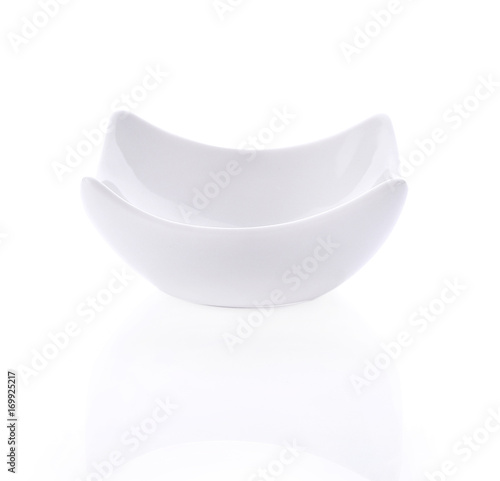 Empty ceramic square bowl on white background