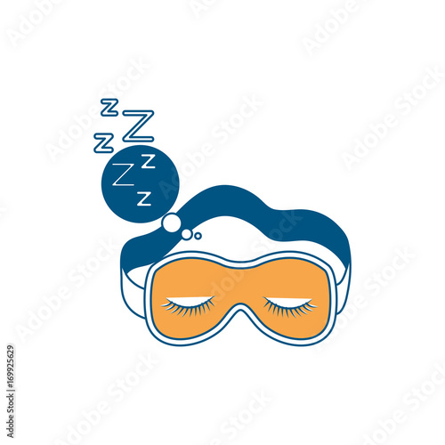 sleep mask with snoring sign in bubble callout color section silhouette on white background