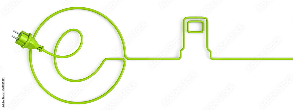 Green e-power plug bent in a service station shape Green e-power plug bent in a service station shape