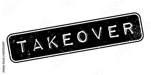 Takeover rubber stamp. Grunge design with dust scratches. Effects can be easily removed for a clean, crisp look. Color is easily changed.