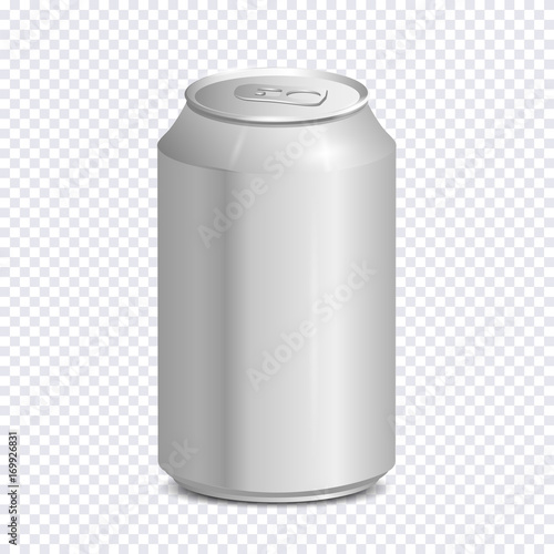Blank aluminum soda can on transparent background
