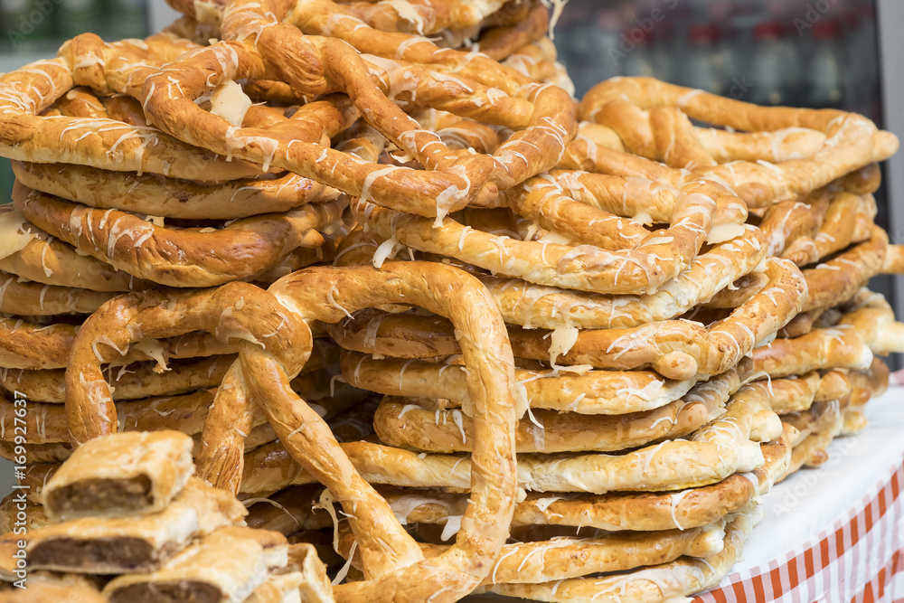 Food at the fair in Hungary Budapest baking sweets strudel Food at the fair in Hungary Budapest baking sweets strudel