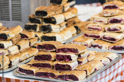 Photography Food at the fair in Hungary Budapest baking sweets strudel