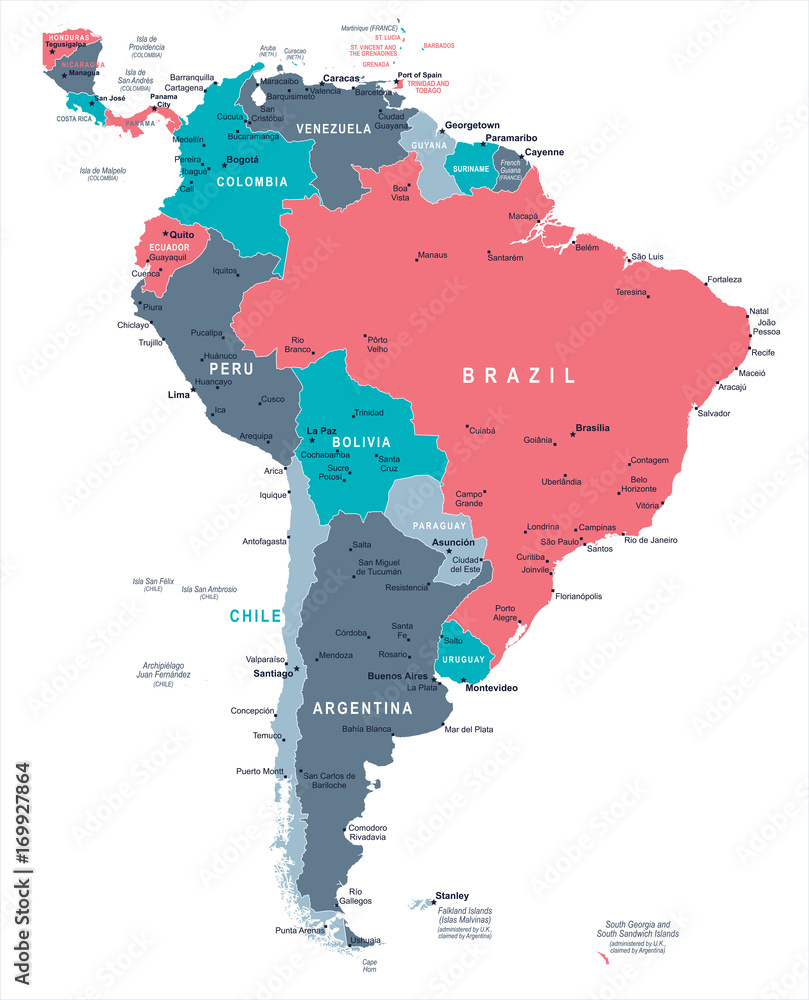South America Map - Vector Illustration