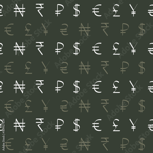 Seamless pattern with world currency symbols for your design